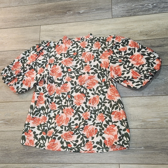 THML Coral and Green Floral Blouse - Picture 6 of 6